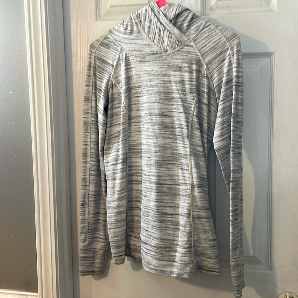 Lululemon Think Fast Hoodie Pullover Space Dye White Silver Spoon Grey 6